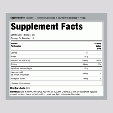Advanced Collagen Peptides + Hyaluronic Acid + C, 6.9 oz (195 g) Powder