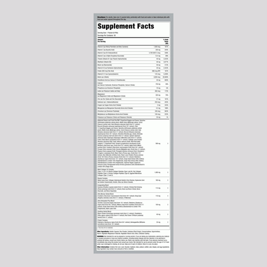 Supplement Facts panel detailing ingredients and nutrition for Pink Pack for Women.
