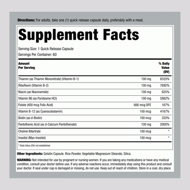 B-Complex, 100 mg, 60 Quick Release Capsules