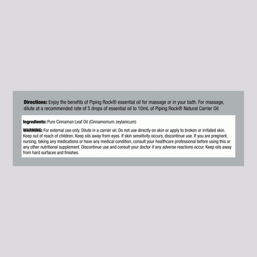 Cinnamon Oil 15 mL Supplement Facts panel.