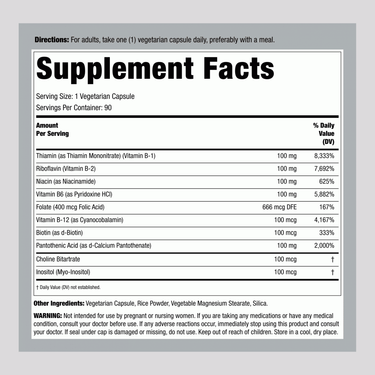 B-Complex, 100 mg, 90 Vegetarian Capsules