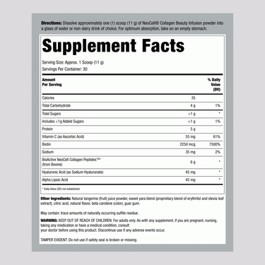 Collagen Beauty Infusion with Hyaluronic Acid + Biotin Tangerine Twist Flavor, 8.9 oz (252 g) Powder