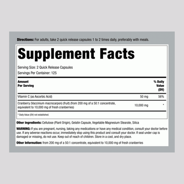 Cranberry Concentrate Plus Vitamin C, 15,000 mg (per serving), 250 Capsules