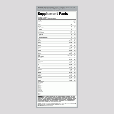 The Supplement Facts panel for NutraFit Strawberry Swirl, weighing 1.035 kg.