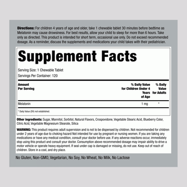 Chewable Kid's Melatonin, 1 mg, 120 Chewable Tablets