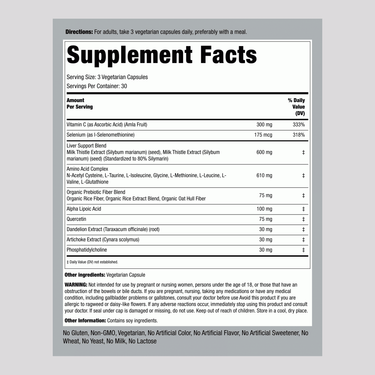 Supplement Facts panel for Liver Support 90 Capsules.
