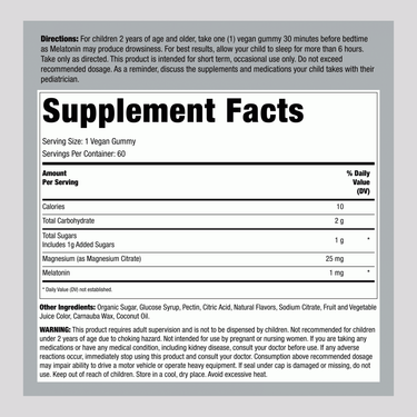 Kids Melatonin + Magnesium Gummies (Berry), 60 Vegan Gummies