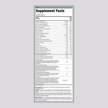Image showing Supplement Facts for PIPTeen Multivitamin 90 Tablets.