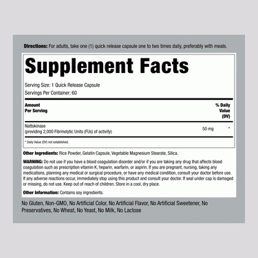 Nattokinase (2,000 FU), 60 Quick Release Capsules