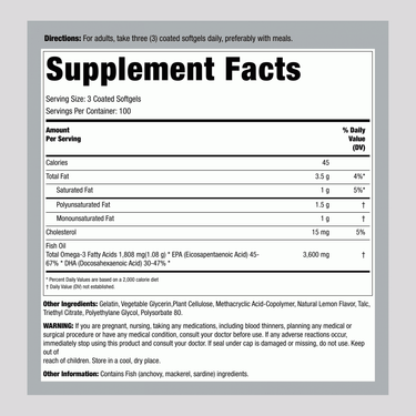 Supplement Facts panel for Carlyle Burpless Omega-3 Fish Oil 1200 mg, detailing nutritional information clearly.
