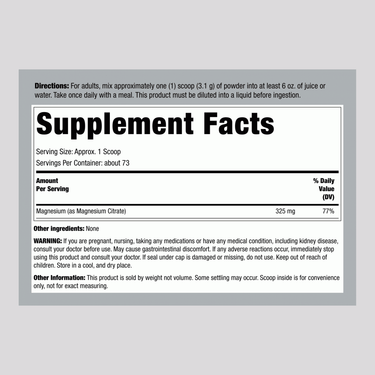 Magnesium Citrate Powder, 8 oz (227 g) Bottle