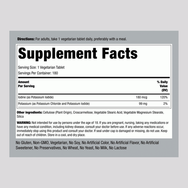 Potassium Plus Iodine, 180 Tablets