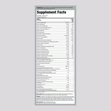 Supplement Facts panel displaying details for LN Varsity 2, including ingredients and nutritional information for 90 packets.