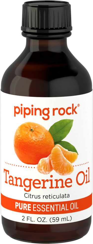 Tangerine Oil Pure Essential Oil bottle with tangerines on the label, 2 FL. OZ. (59 mL).