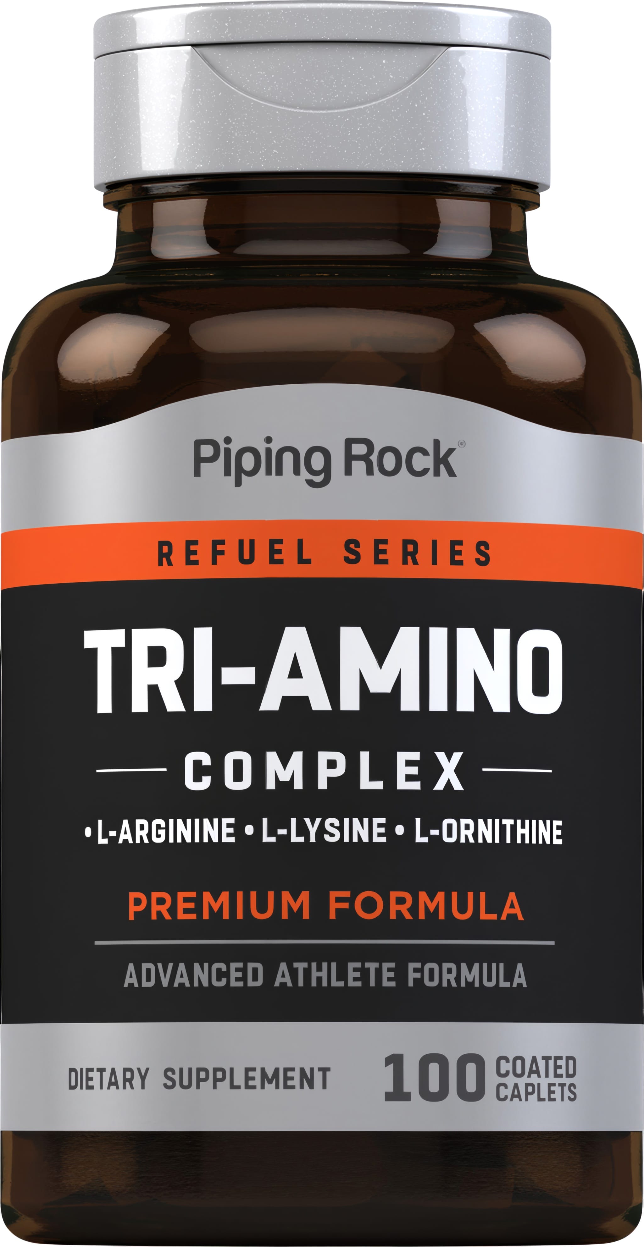 Tri-Amino Complex with L-Arginine, L-Lysine, L-Ornithine dietary supplement, 100 coated caplets.