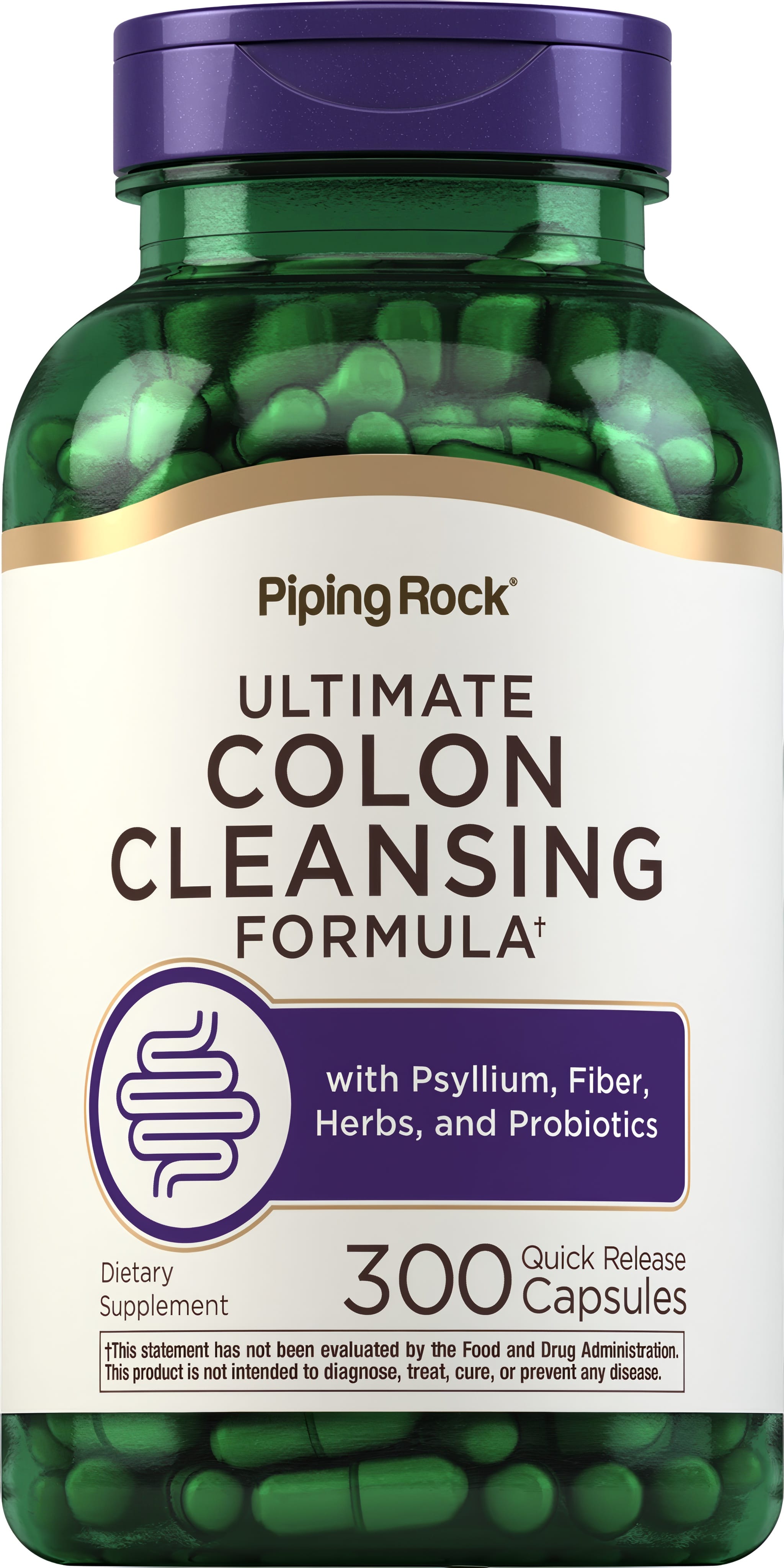 Ultimate Colon Cleansing Formula with 300 quick release capsules for digestive support.