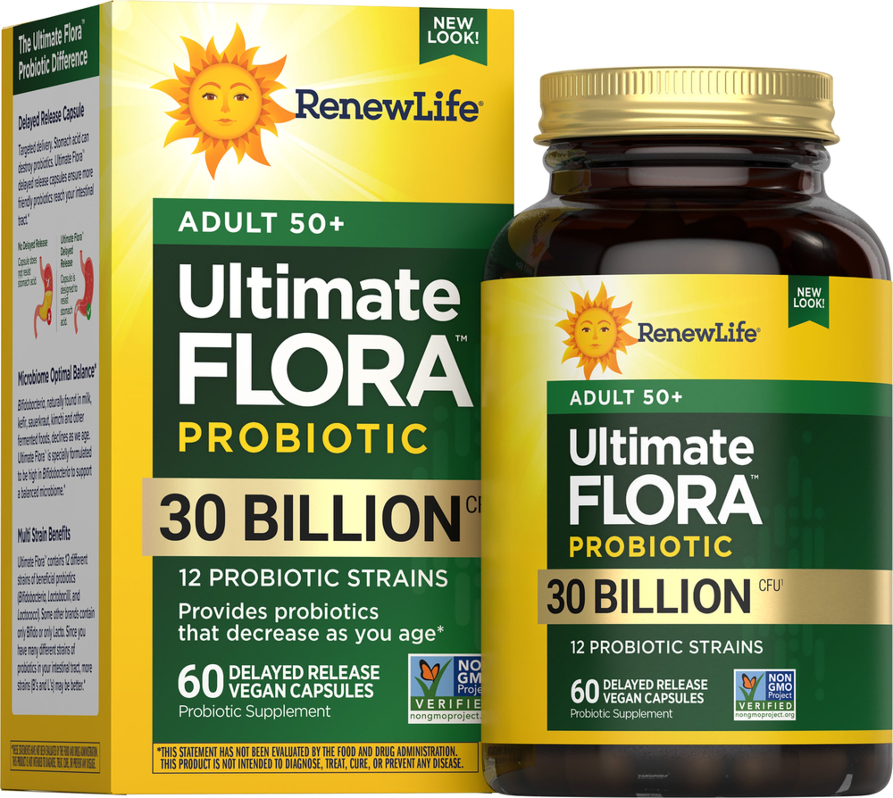Ultimate Flora 50+ Probiotic 30 Billion, 60 Delayed Release Vegan Caps