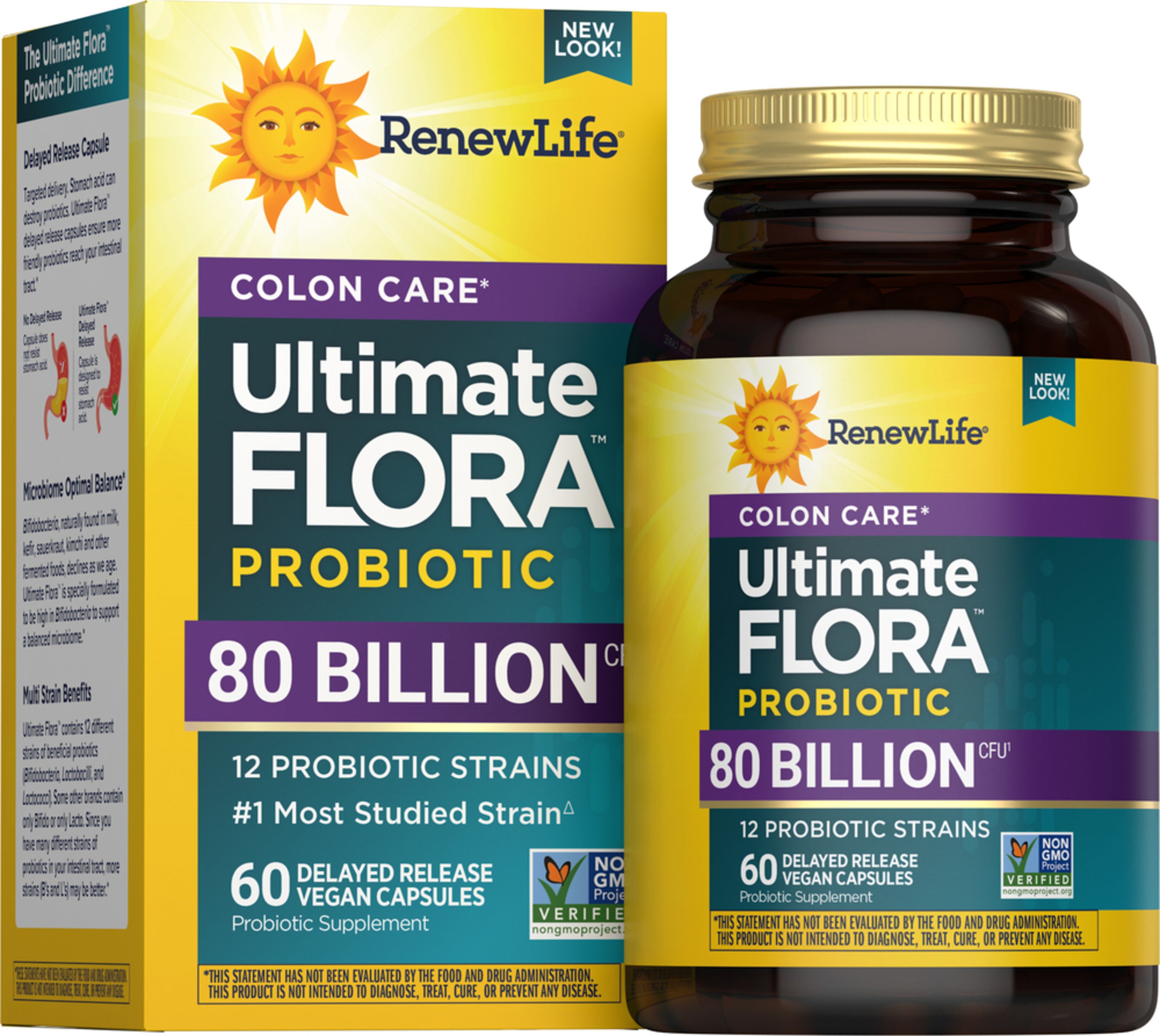 Ultimate Flora Colon Care Probiotic 80 Billion, 60 Delayed Release Vegan Caps