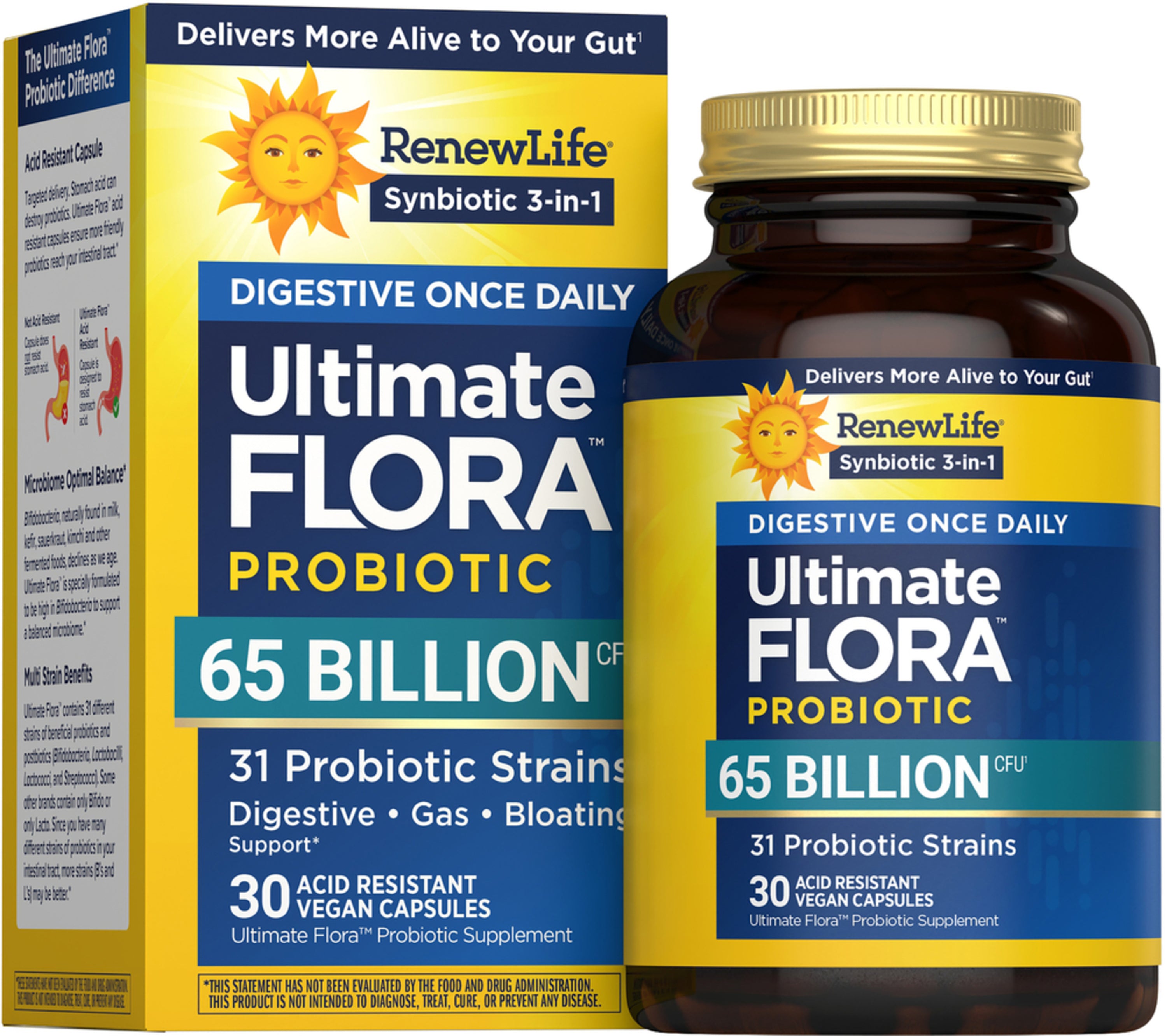 Ultimate Flora Digestive Once Daily Probiotic 65 Billion, 30 Delayed Release Vegan Caps