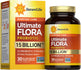 Ultimate Flora Everyday Probiotic with 15 Billion CFU, 12 strains, in 30 delayed release vegan capsules.
