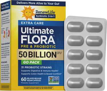 Ultimate Flora Extra Care Probiotic 50 Billion GO PACK, 60 Delayed Release Vegan Caps