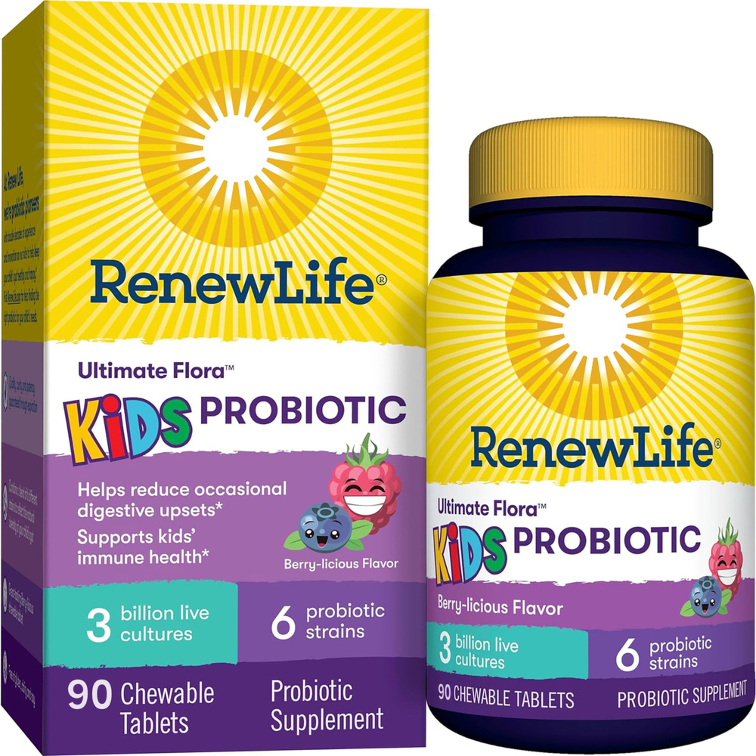 Ultimate Flora Kids Probiotic Chewable Tablets, 90 Berry-licious Chewable Tablets