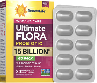 Ultimate Flora Women's Care Probiotic 15 Billion GO PACK, 30 Delayed Release Vegan Caps