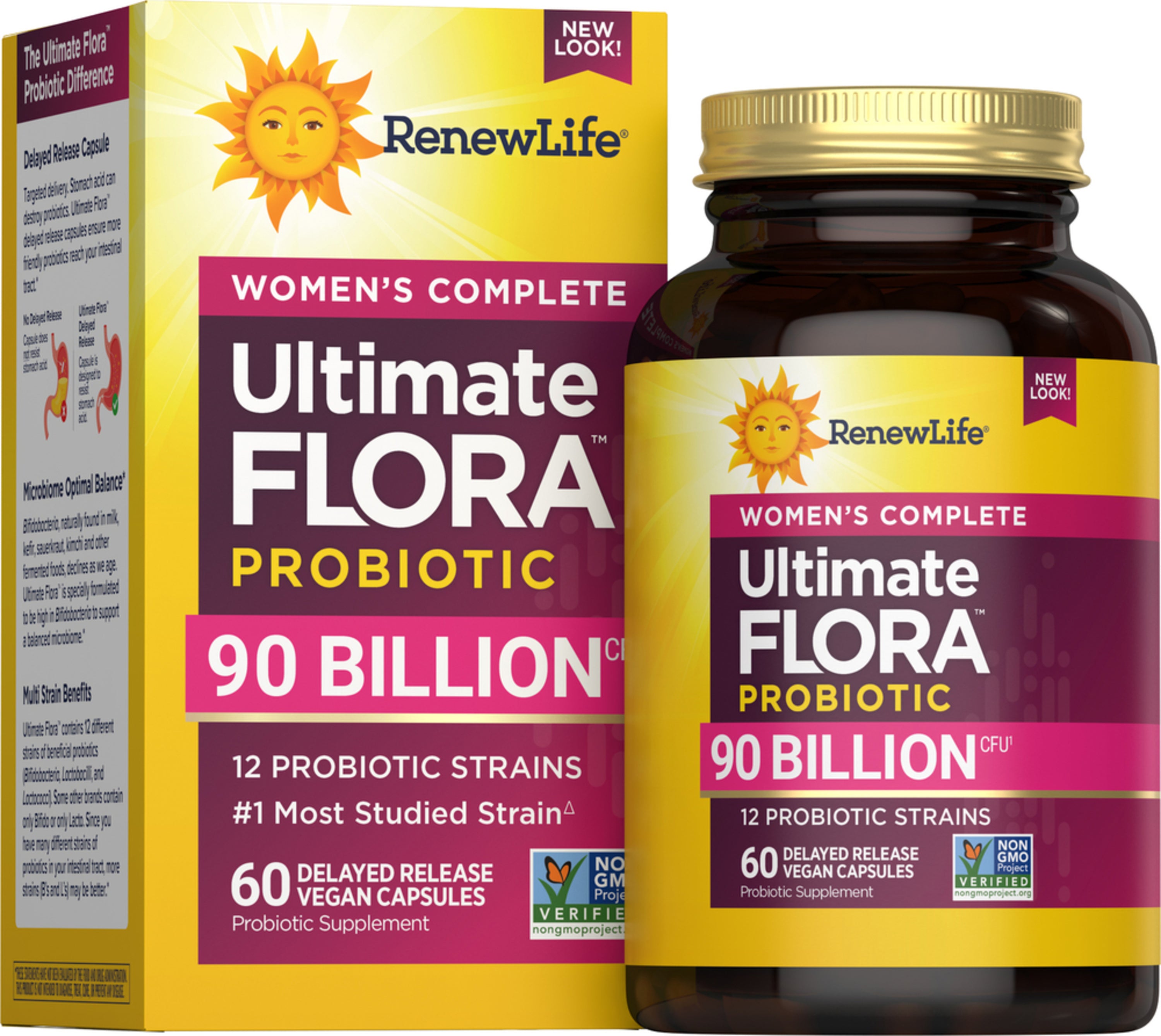 Ultimate Flora Women's Complete Probiotic 90 Billion, 60 Delayed Release Vegan Caps