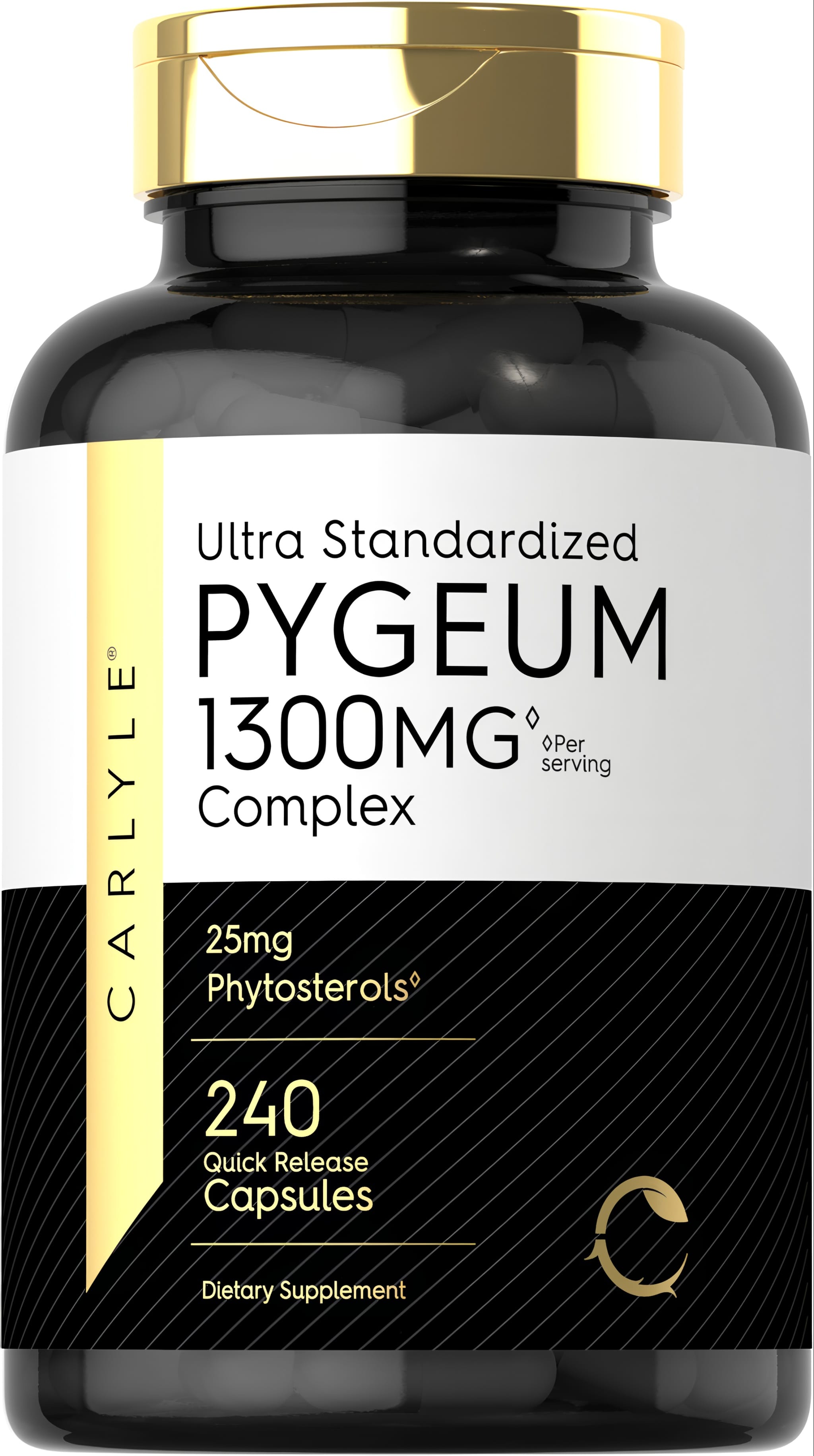 Carlyle Pygeum Standardized 1300 mg Complex with 25mg Phytosterols in 240 quick release capsules.