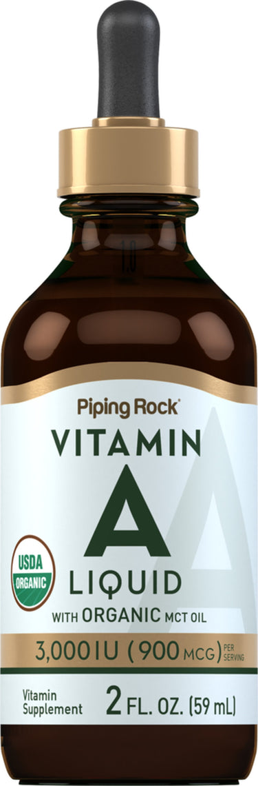 Vitamin A Liquid (Organic), 3000 IU, 2 fl oz (59 mL) Dropper Bottle