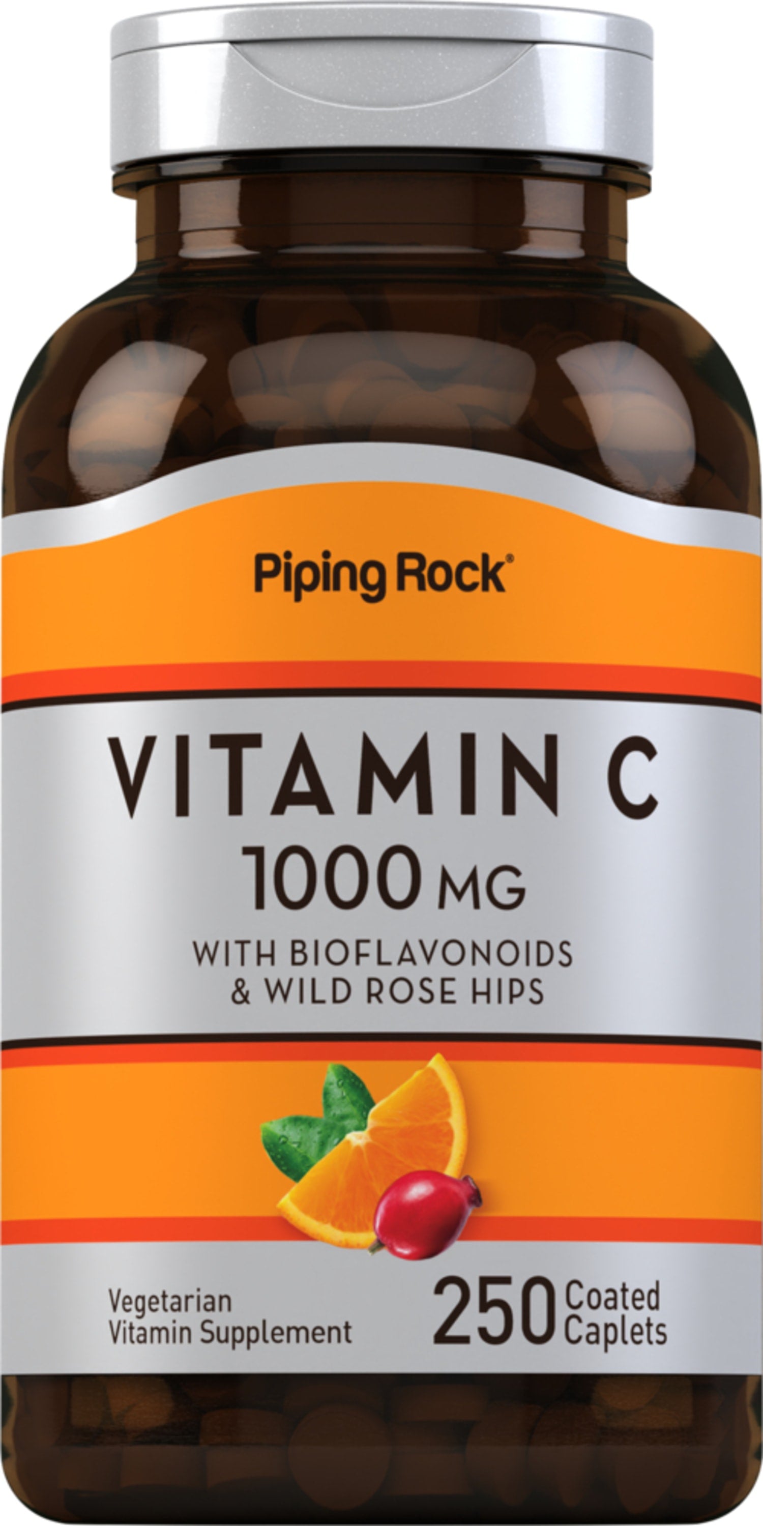 Vitamin C 1000 MG with Bioflavonoids and Wild Rose Hips, Vegetarian Supplement, includes 250 coated caplets.