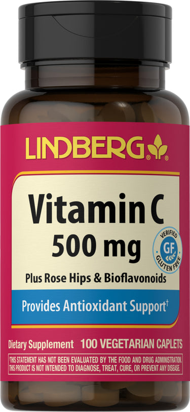 Vitamin C 500 mg plus Rose Hips & Bioflavonoids, 100 Vegetarian Caplets