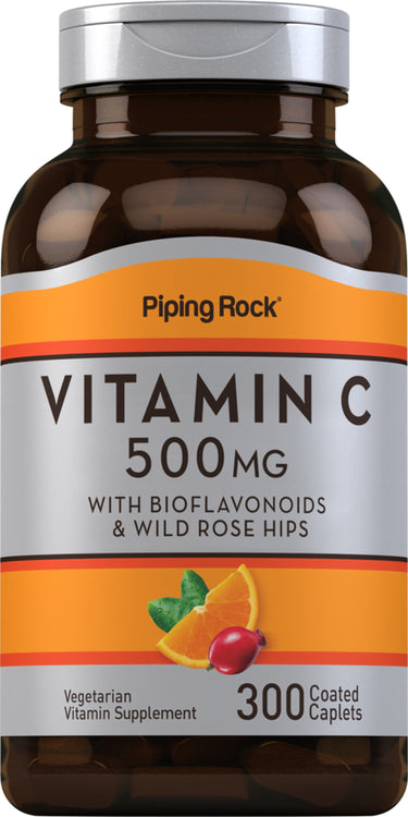 Vitamin C 500 mg with Bioflavonoids & Rose Hips, 300 Coated Caplets