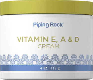 Jar of Vitamin E, A, and D Cream, 4 OZ (113 g), for moisturizing and nourishing skin.