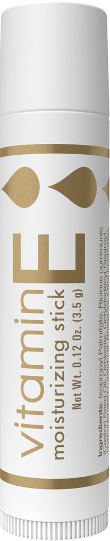 Vitamin E moisturizing stick, weighing 0.12 Oz (3.5 g), designed for effective hydration and skin nourishment.
