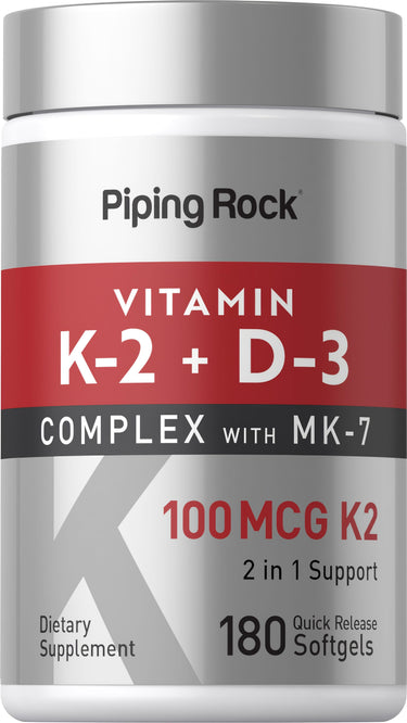 Vitamin K-2 Complex 100 mcg with D3, 180 Quick Release Softgels