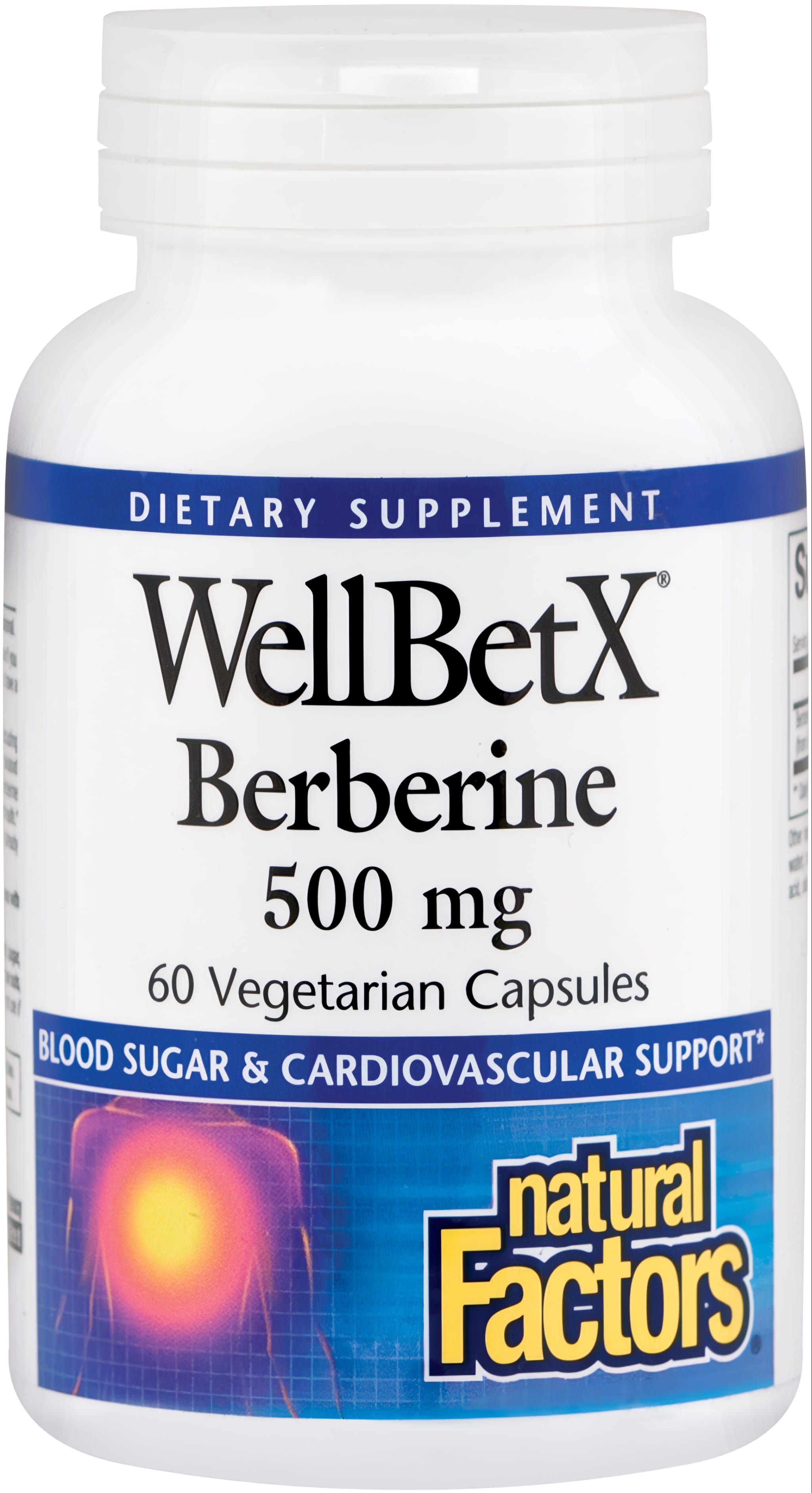 DIETARY SUPPLEMENT WellBetX Berberine 500 mg, 60 Vegetarian Capsules. Supports blood sugar and cardiovascular health. Natural Factors.