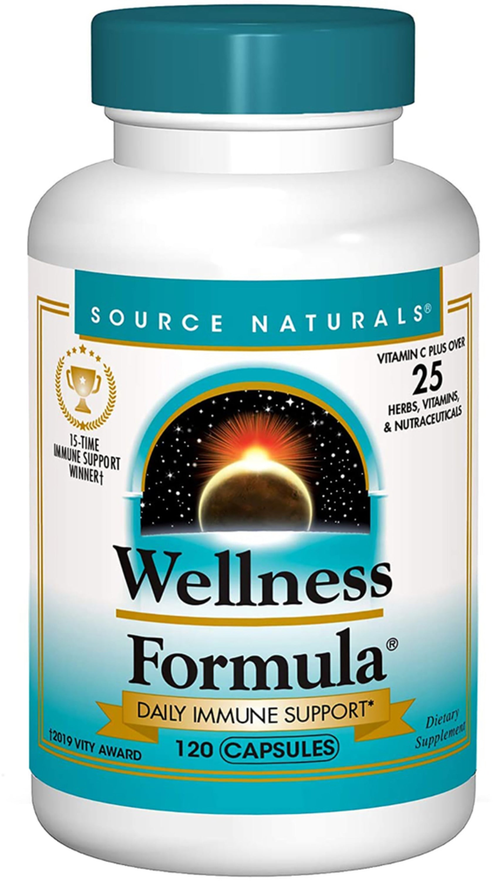 Source Naturals Wellness Formula, Vitamin C plus over 25 herbs, vitamins, and nutraceuticals, 120 capsules.