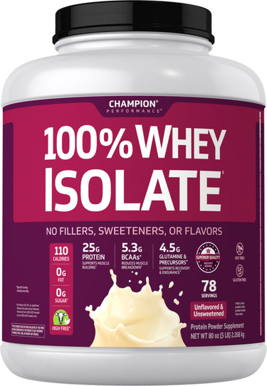 Whey Protein Isolate (Unflavored & Unsweetened), 5 lb (2.268 kg) Bottle
