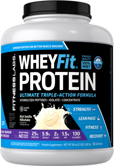 Whey Protein WheyFit (Rich Vanilla Milkshake), 5 lb (2.268 kg) Bottle