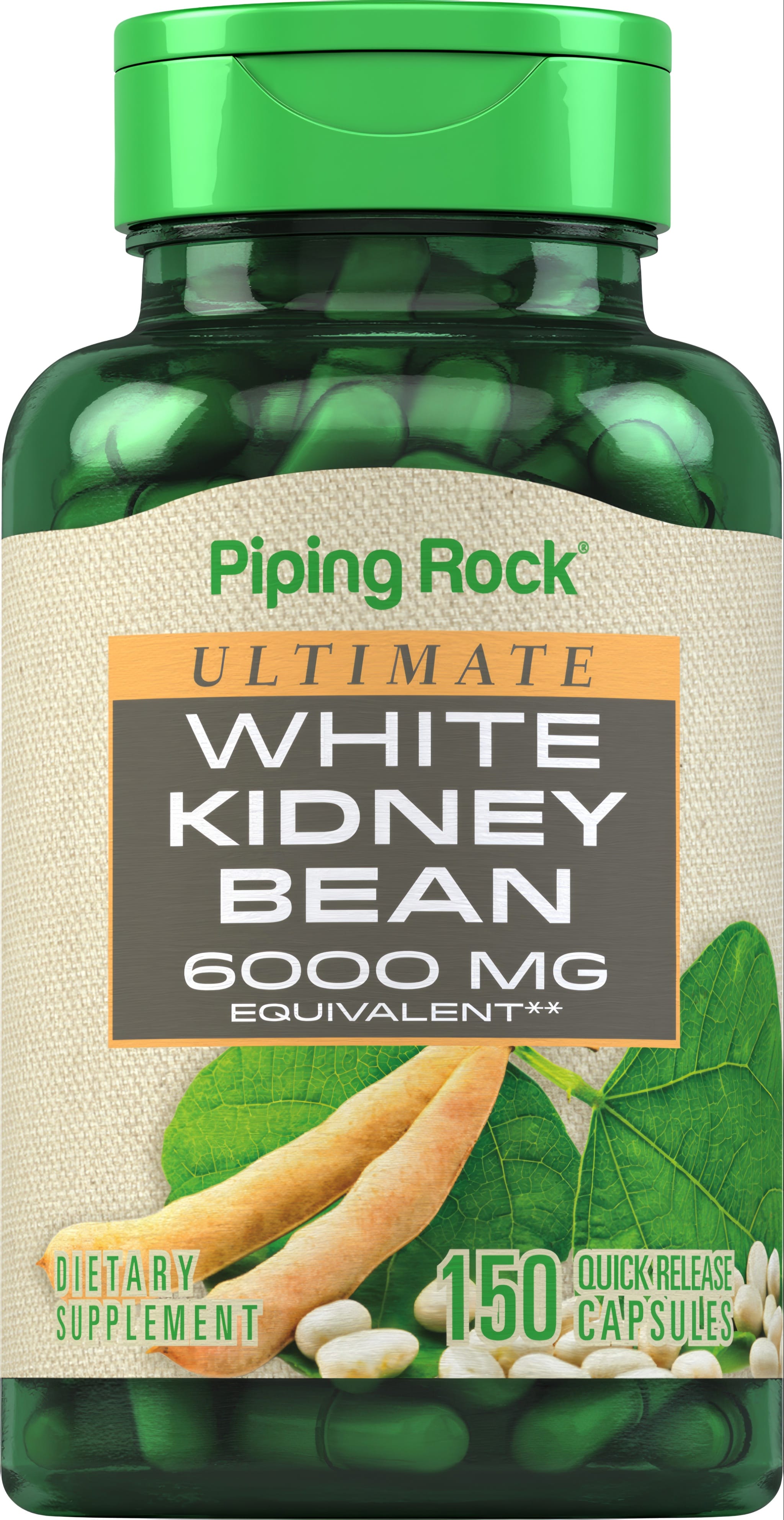 Ultimate White Kidney Bean 6000 mg Dietary Supplement with 150 Quick Release Capsules for health support.