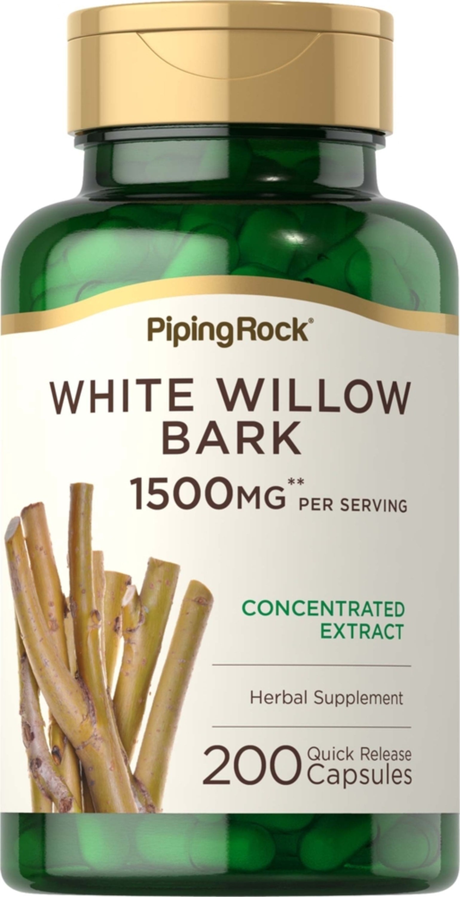 White Willow Bark 1500MG per serving, with 200 quick-release capsules.