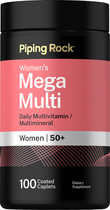 Women's Mega Multi Daily Multivitamin and Multimineral for Women 50+, 100 coated caplets.