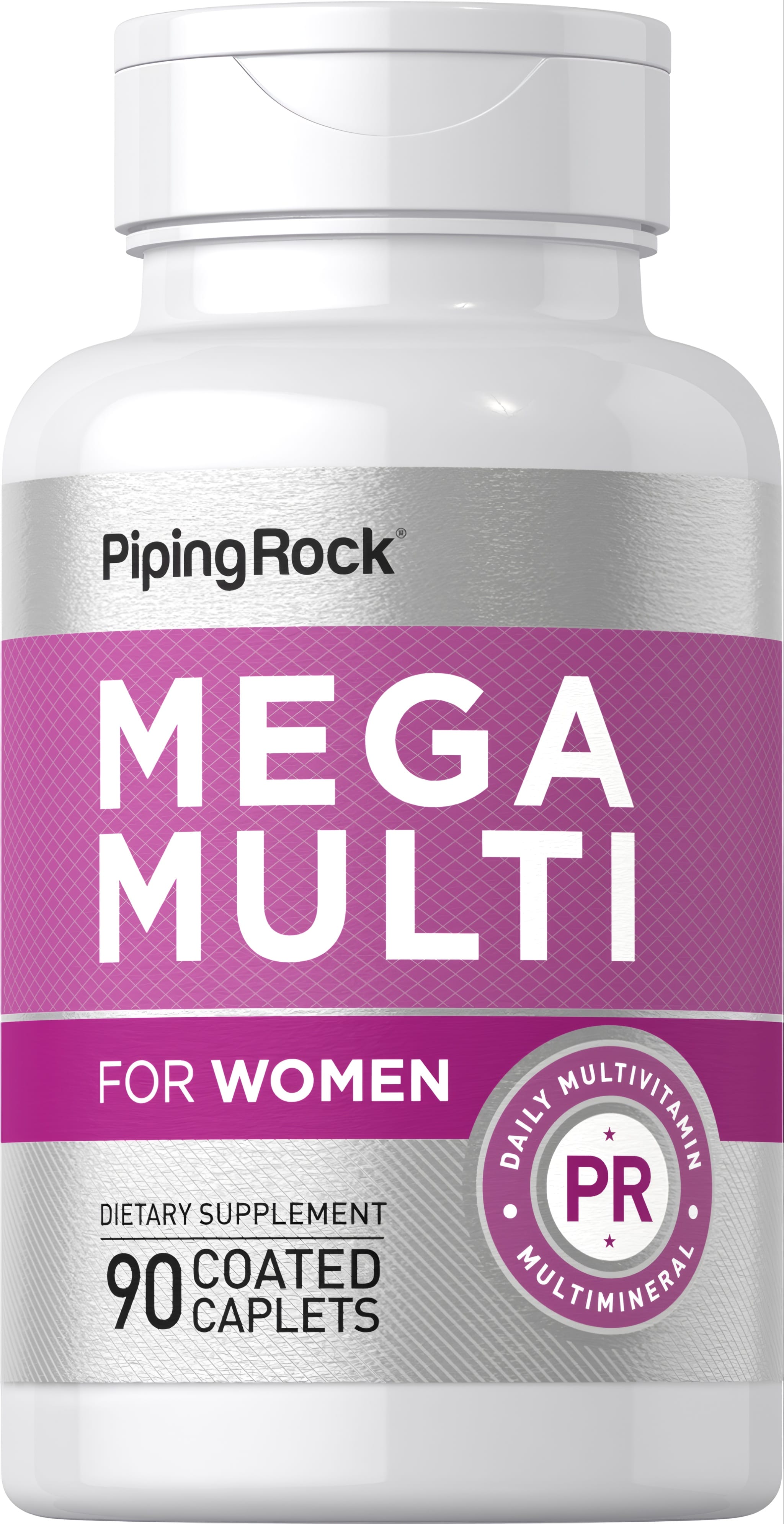Mega Multi for Women daily multivitamin multimineral with 90 coated caplets.