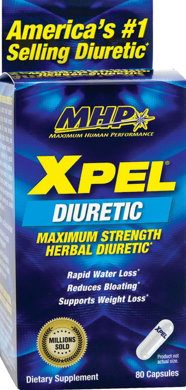 MHP XPEL Diuretic 80 Capsules. America's #1 Selling Diuretic. Promotes rapid water loss, reduces bloating, supports weight loss.