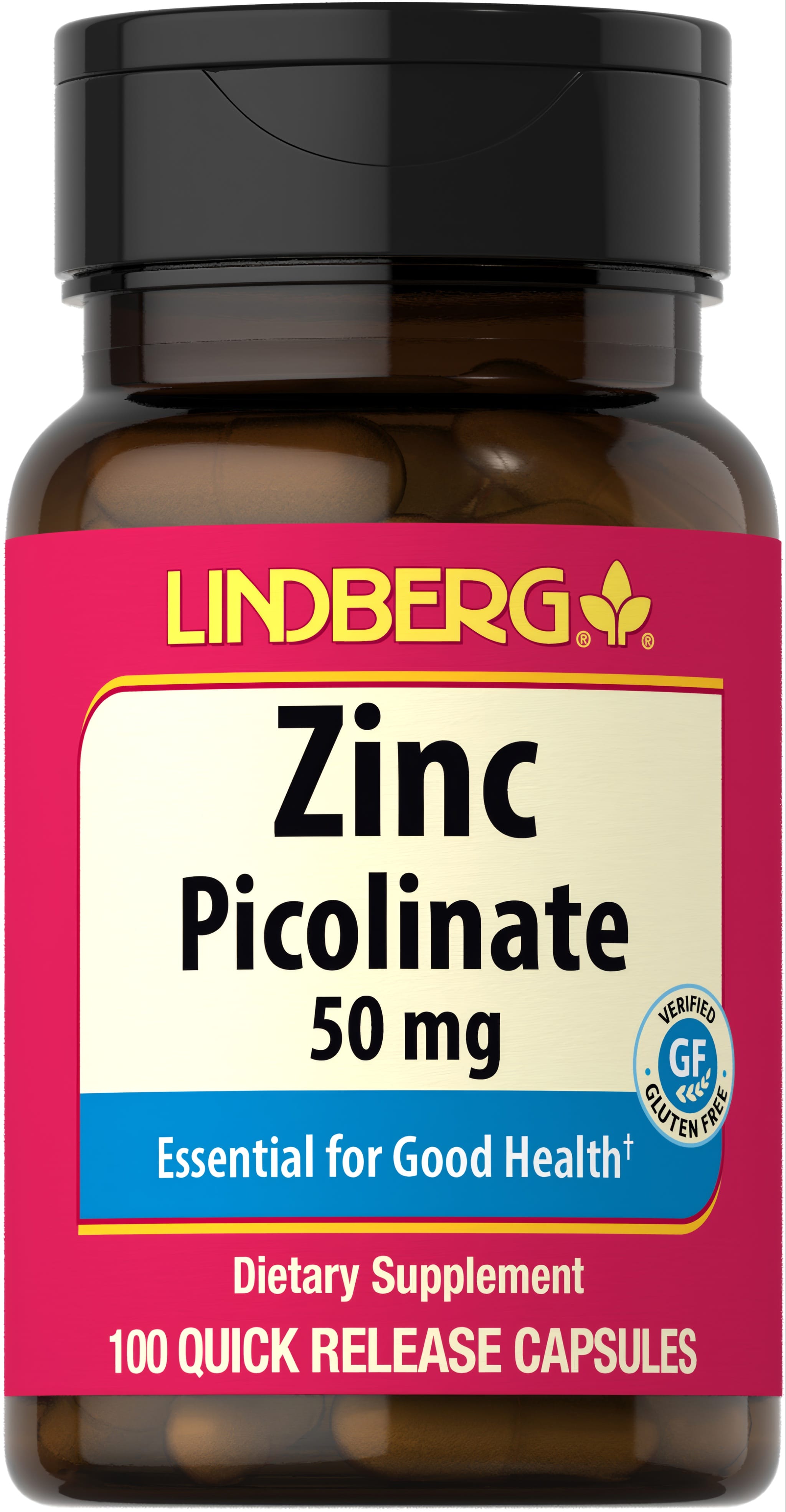 Lindberg Zinc Picolinate 50 mg, 100 quick release capsules.