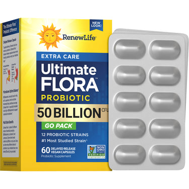 Ultimate Flora Extra Care Probiotic 50 Billion GO PACK, 60 Delayed Release Vegan Caps