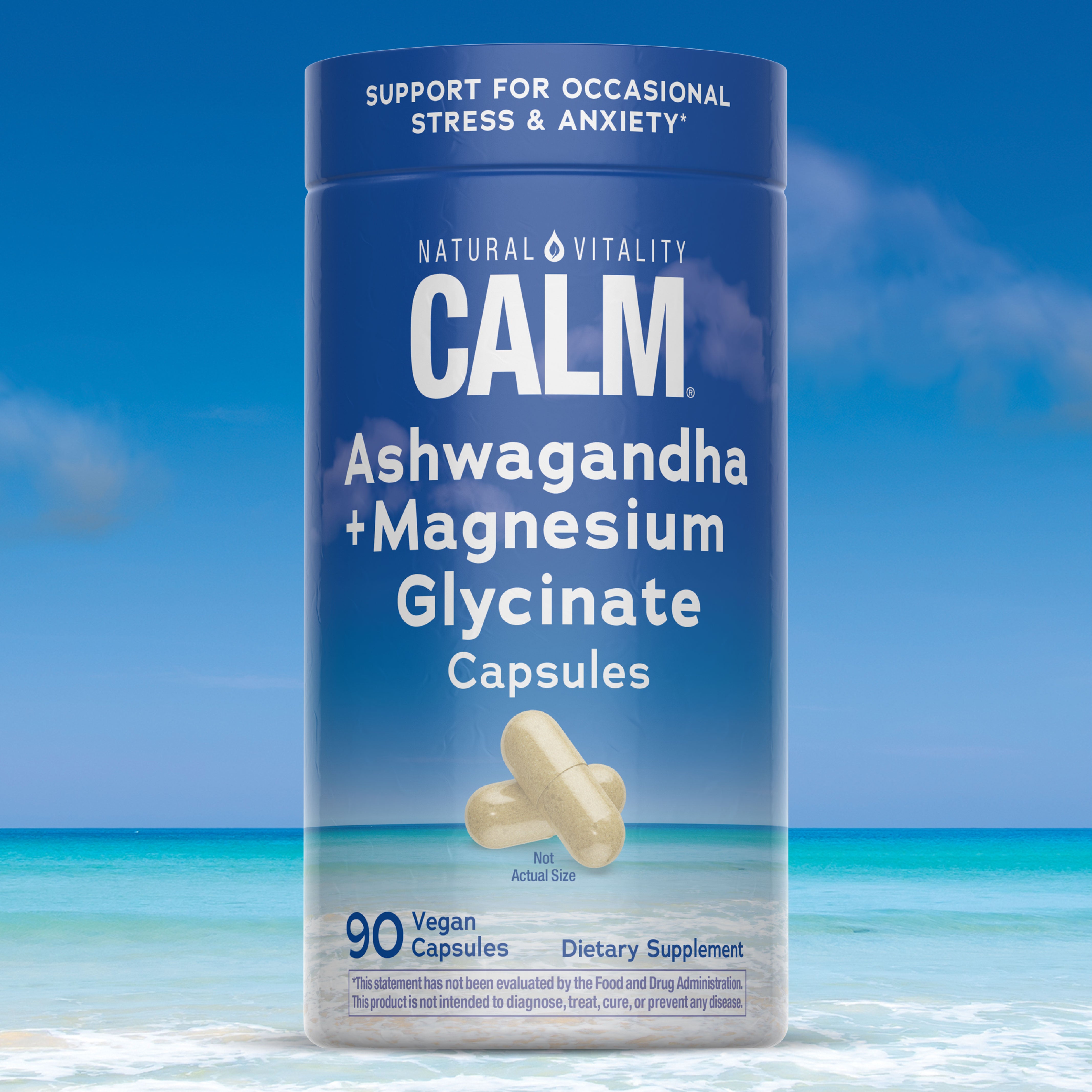 CALM Ashwagandha Magnesium Glycinate, 90 Vegetarian Capsules