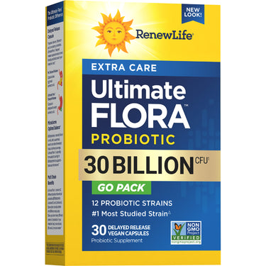 Ultimate Flora Extra Care Probiotic 30 Billion GO PACK, 30 Delayed Release Vegan Caps