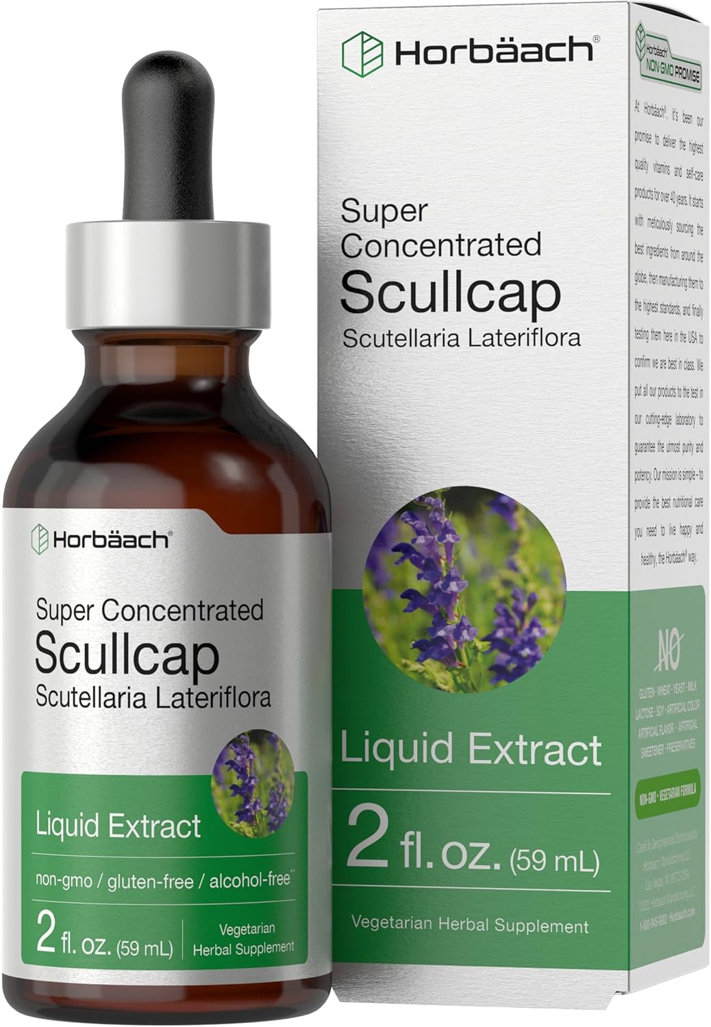 Scullcap Liquid Extract Alcohol Free, 2 fl oz (59 mL) Dropper Bottle